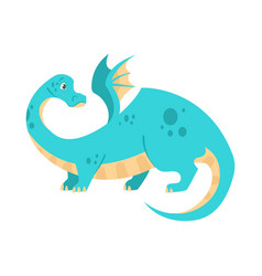 Blue Dragon With Small Wings Looking Back Cartoon