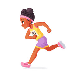 Cute Little African American Girl Running Track