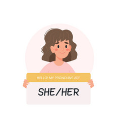 Gender Pronouns - Woman Holding Sign With Pronoun