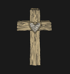 A Wooden Cross With Heart