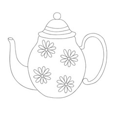 Teapot Decorated With Flowers Simple Doodle