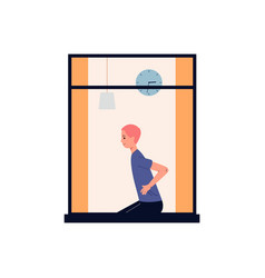 Healthy Man At Home Doing Sit Ups - Window Frame