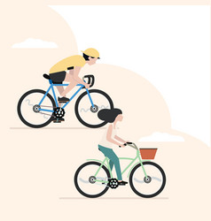 Man And Woman Couple Riding Bicycles Flat