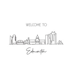 One Single Line Drawing Edmonton City Skyline