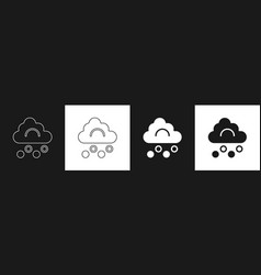 Set Hail Cloud Icon Isolated On Black And White