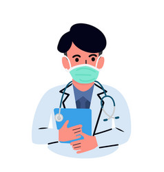 Man Doctor Wearing A Flu Mask