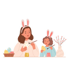 Mother And Daughter In Rabbit Ears Paint Easter