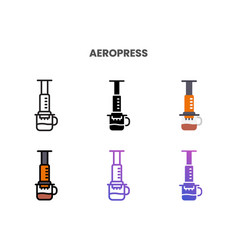 Aeropress Icons Set With Different Styles