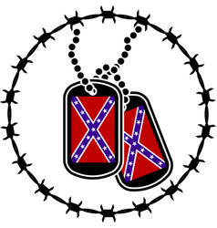 Dog Tags Barbed Wire And Confederate Flag