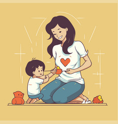 Mother And Daughter Playing With Toys In Cartoon