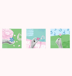 Spring Collage Set Backgrounds Banner Templates