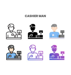 Cashier Man Icons Set With Different Styles