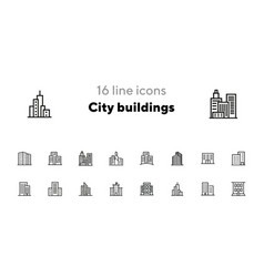 City Buildings Line Icon Set