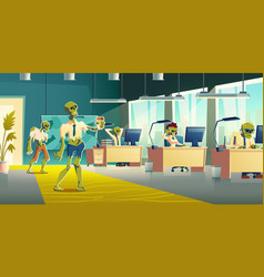 Office Zombies At Work Cartoon Concept