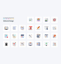 25 Editorial Design Flat Color Icon Pack Icons