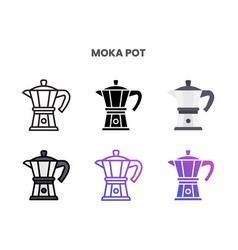 Moka Pot Icons Set With Different Styles