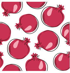 Pomegranate Line Doodle Style Pattern Seamless