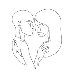 Abstract Lesbian Couple Line Art Drawing Lgbt