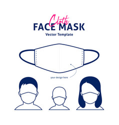 Cloth Face Mask Design Template With Male Female