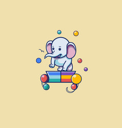 Cute Elephant Playing Maracas On A Box