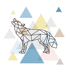 Silhouette Of A Geometric Wolf Side View