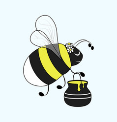 Cute Cartoon Flying Bumblebee Carrying Pot