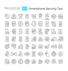 Smartphone Security Tips Linear Icons Set