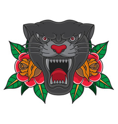 Traditional Panther Head Tattoo Flash