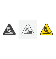 Wet Floor Sign Icon Set Caution For Slippery