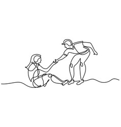 Act Of Kindness One Line Drawing Man Help Fallen