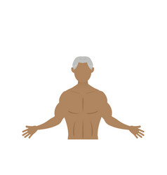 Bodybuilder Senior Man With Hands Outstretched