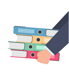 Hands Of Businessman Holding Stack Folders