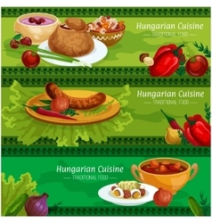 Hungarian Cuisine Meat Dishes Banner Set