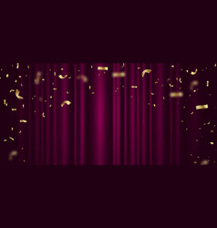 Pink Curtain Background Golden Confetti Banner