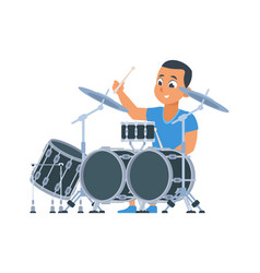 Drummer Cartoon Boy With Percussion Musical