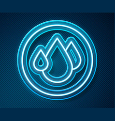 Glowing Neon Line Water Drop Icon Isolated