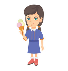 Little Caucasian Girl Holding An Ice Cream Cone