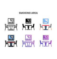 Smoking Area Icons Set With Different Styles