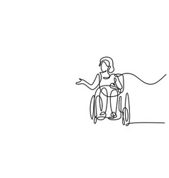 Woman On Wheelchair One Line Drawing