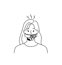 Woman With Lock On Mouth