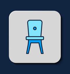 Filled Outline Chair Icon Isolated On Blue