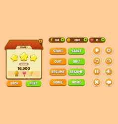 Game Ui Kit Cartoon Style Buttons Icons And Pop