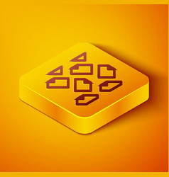 Isometric Line Data Stream Icon Isolated On Orange