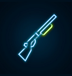 Glowing Neon Line Hunting Gun Icon Isolated