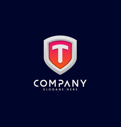 Modern 3d Shield With Letter T Logo Design