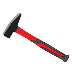 Hammer With Red Handle On A White Background