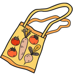 Hand Drawn Bag With Fruits And Vegetables Inside