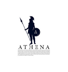 Silhouette Of Athena Minerva With Shield And