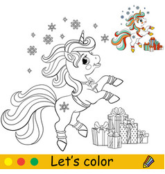 Coloring Cute Happy Christmas Unicorn