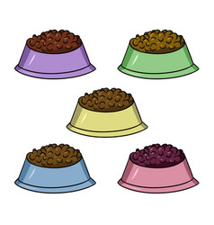 A Set Of Colored Icons Bowl For Dog Food Cat